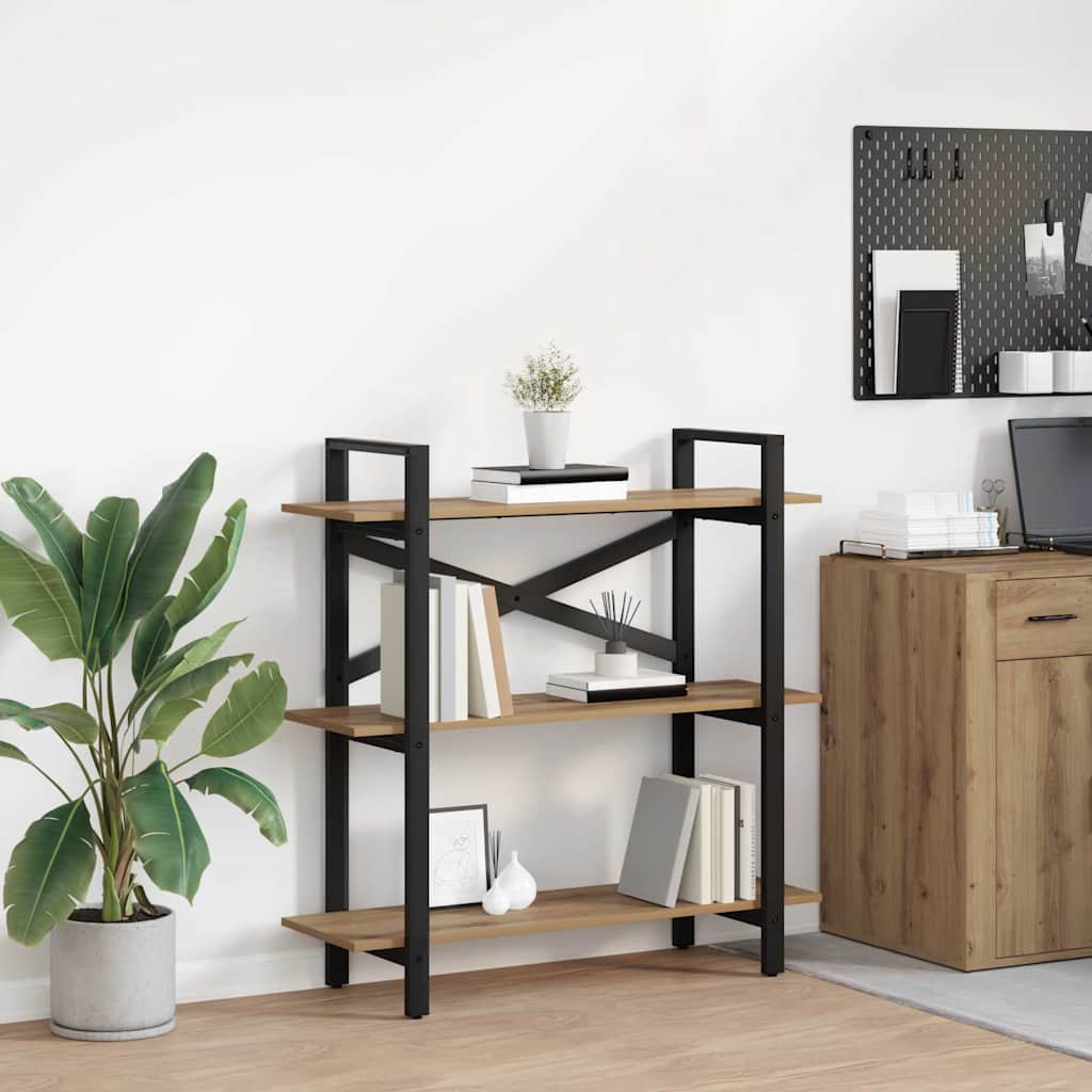 vidaXL Boekenkast Zwart Eiken 100 x 33,5 x 178 cm Bewerkt hout
