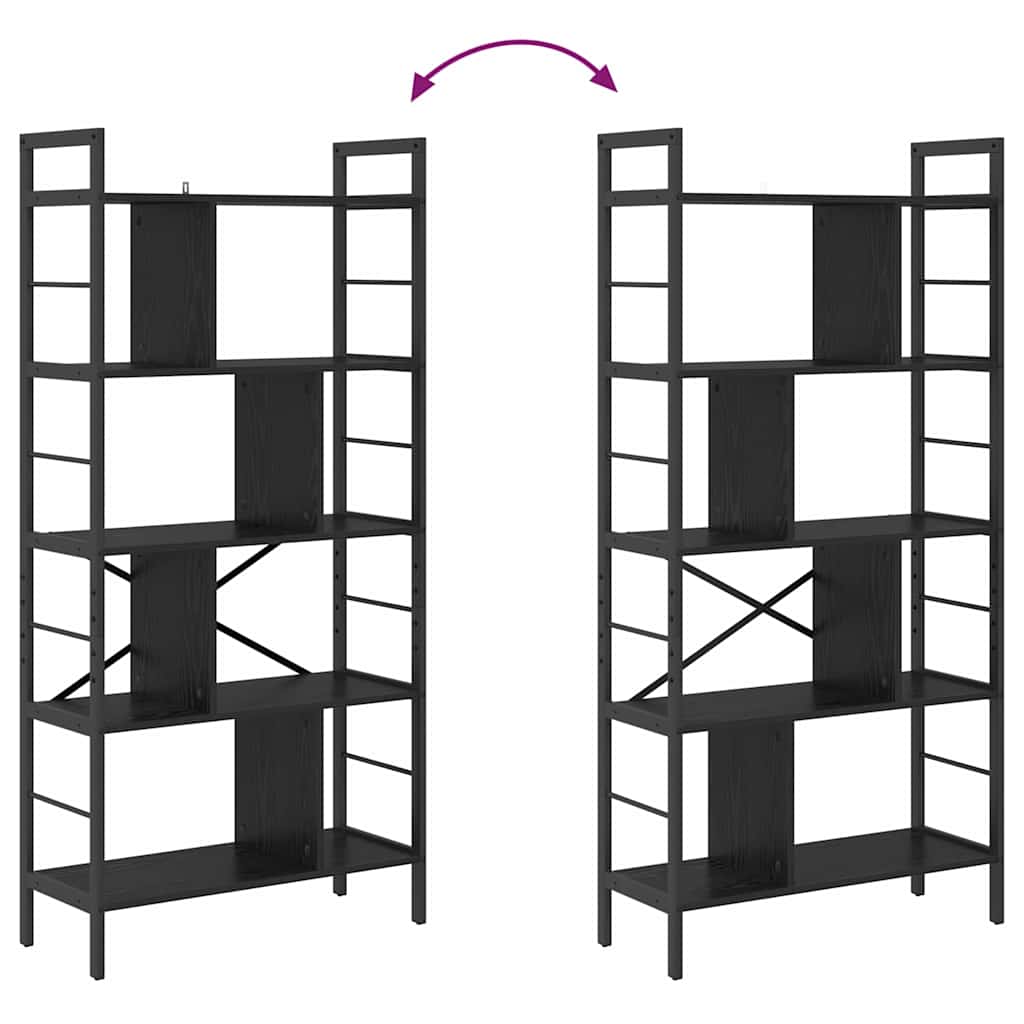vidaXL Boekenkast Zwart Eiken 75 x 30 x 156 cm Bewerkt hout