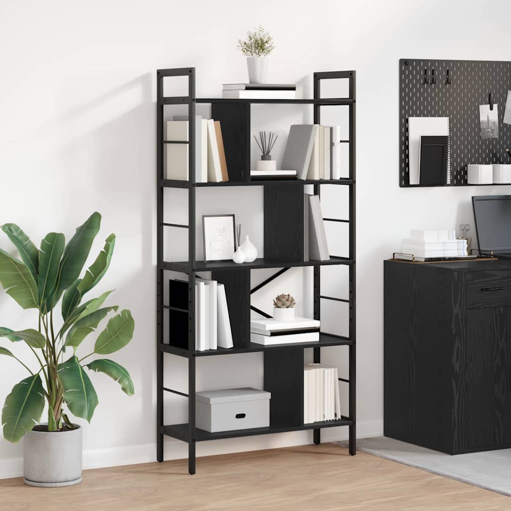 vidaXL Boekenkast Zwart Eiken 75 x 30 x 156 cm Bewerkt hout