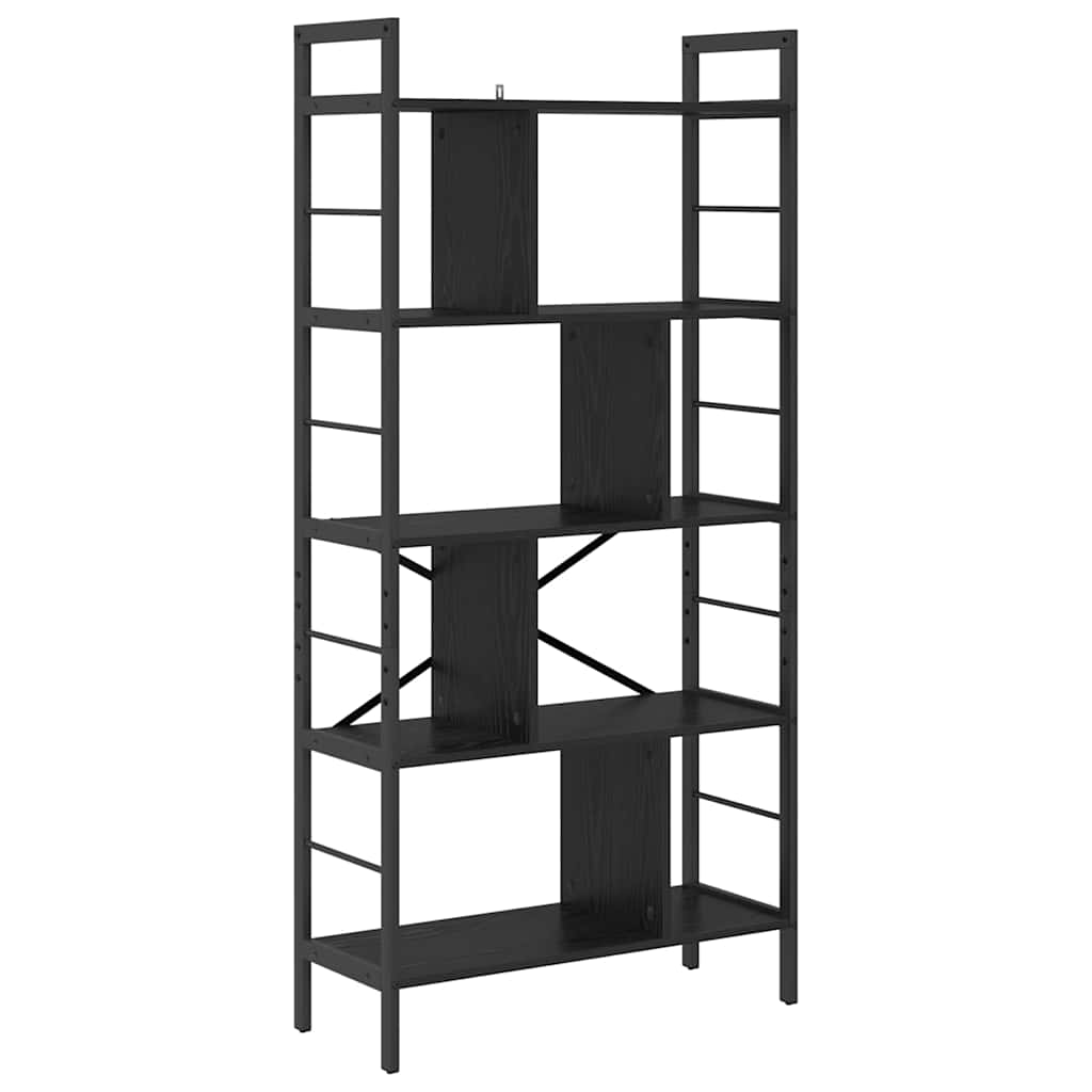 vidaXL Boekenkast Zwart Eiken 75 x 30 x 156 cm Bewerkt hout