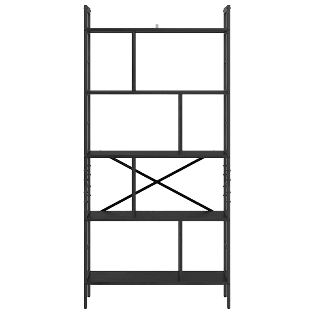 vidaXL Boekenkast Zwart Eiken 75 x 30 x 156 cm Bewerkt hout