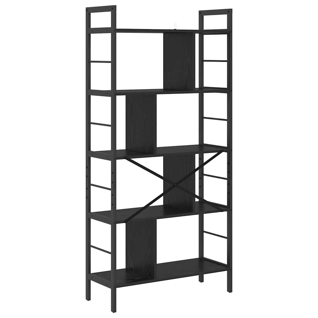 vidaXL Boekenkast Zwart Eiken 75 x 30 x 156 cm Bewerkt hout