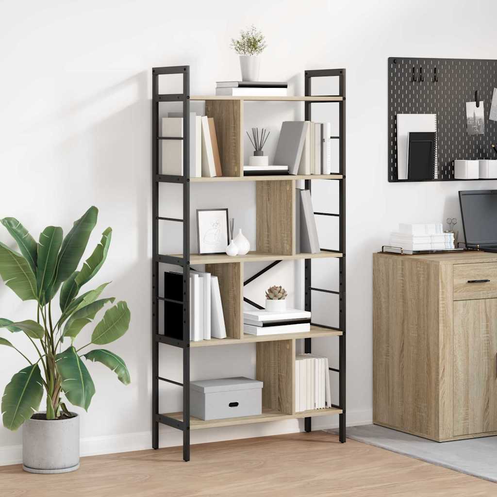 vidaXL Boekenkast Zwart Eiken 75 x 30 x 156 cm Bewerkt hout