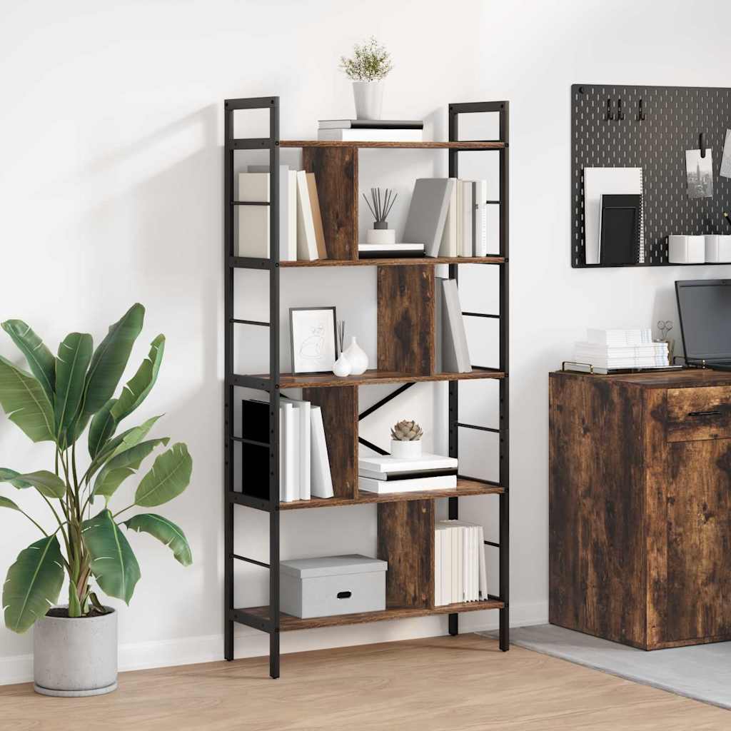 vidaXL Boekenkast Zwart Eiken 75 x 30 x 156 cm Bewerkt hout