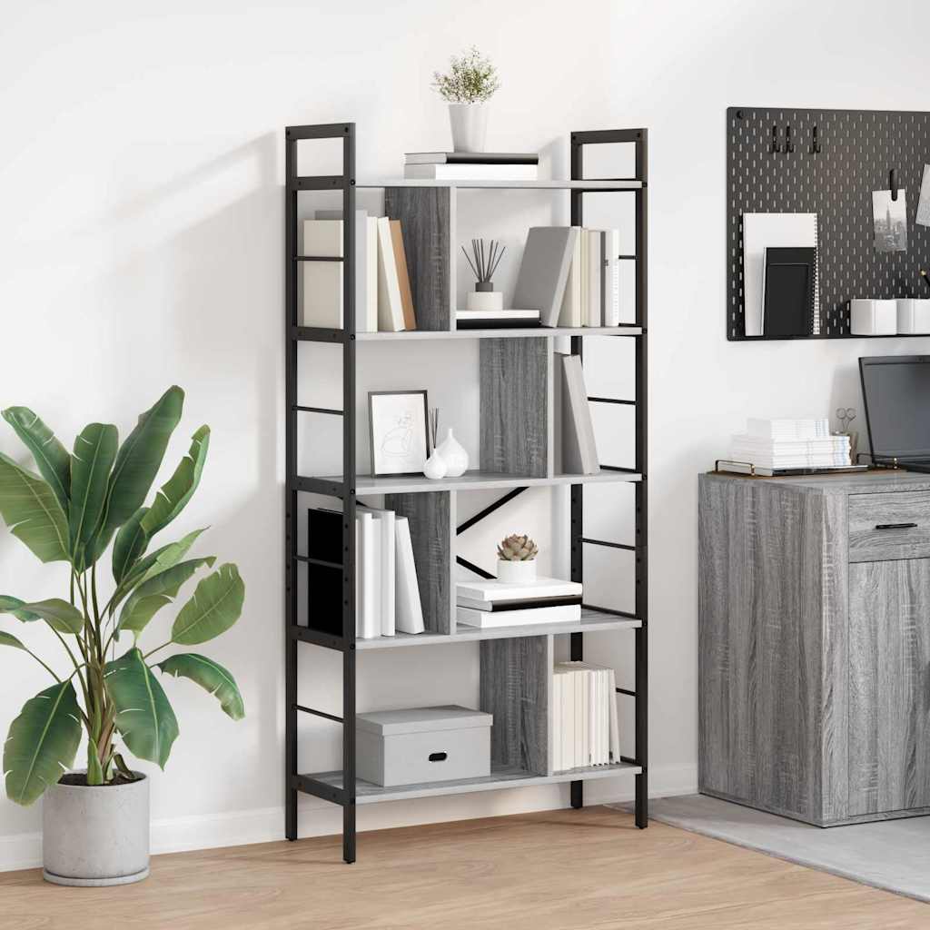 vidaXL Boekenkast Zwart Eiken 75 x 30 x 156 cm Bewerkt hout