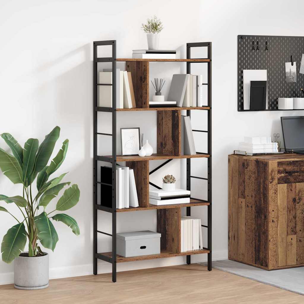 vidaXL Boekenkast Zwart Eiken 75 x 30 x 156 cm Bewerkt hout