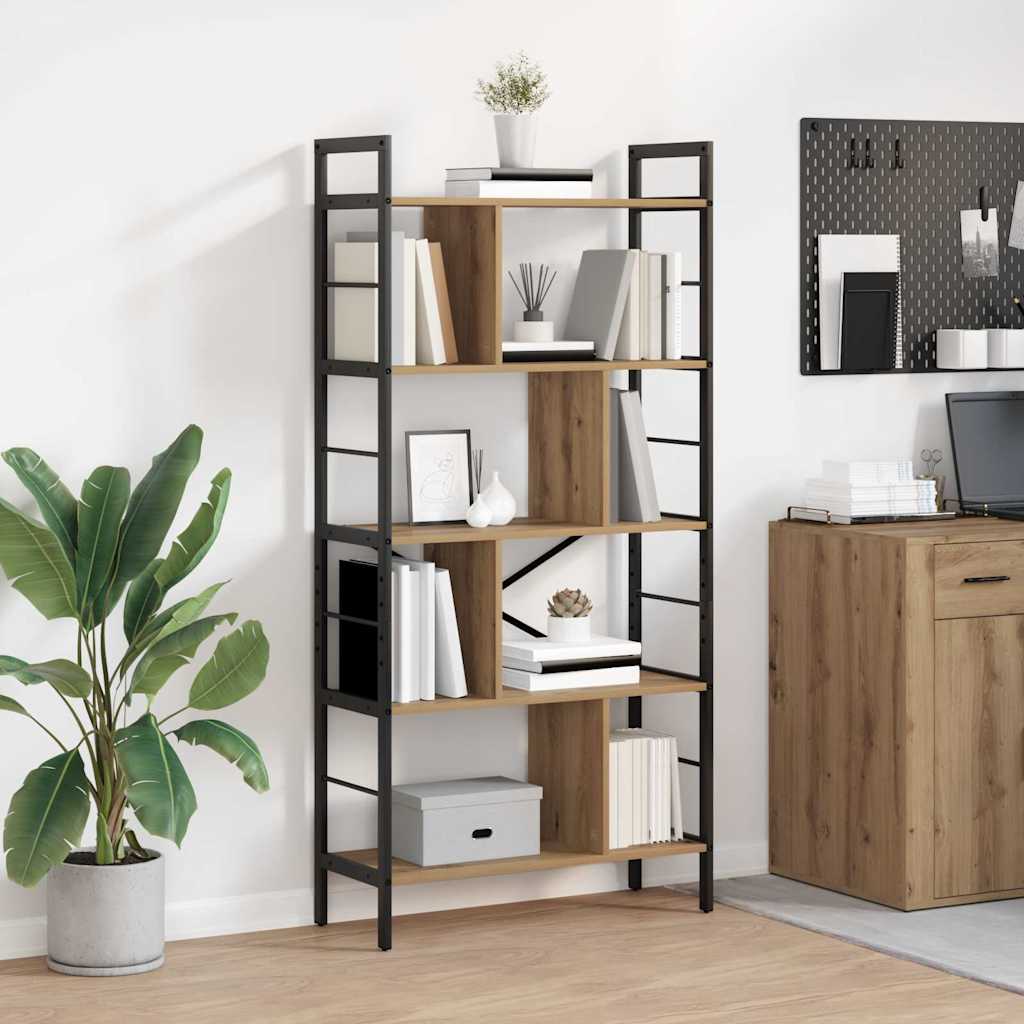 vidaXL Boekenkast Zwart Eiken 75 x 30 x 156 cm Bewerkt hout