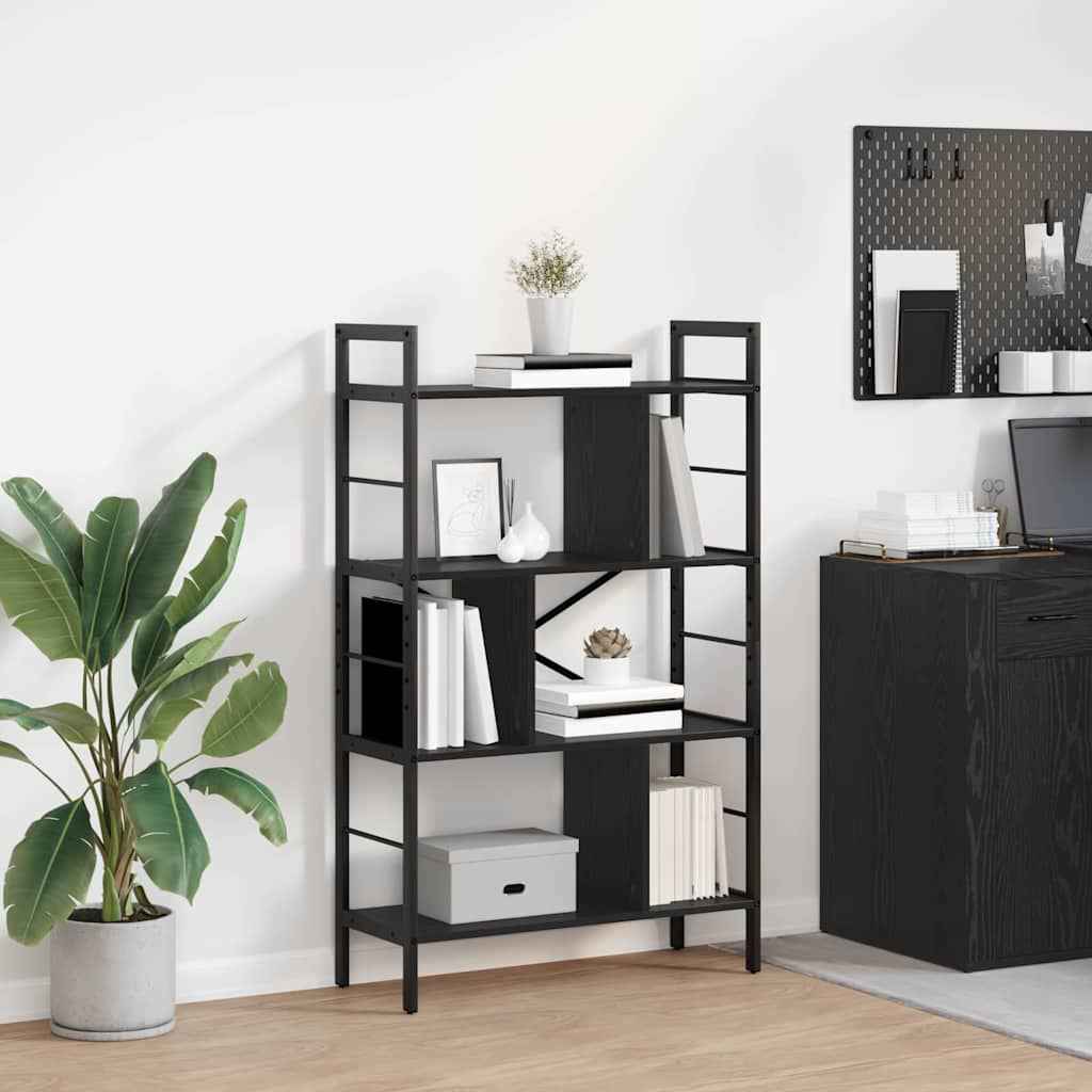 vidaXL Boekenkast Zwart Eiken 75 x 30 x 156 cm Bewerkt hout