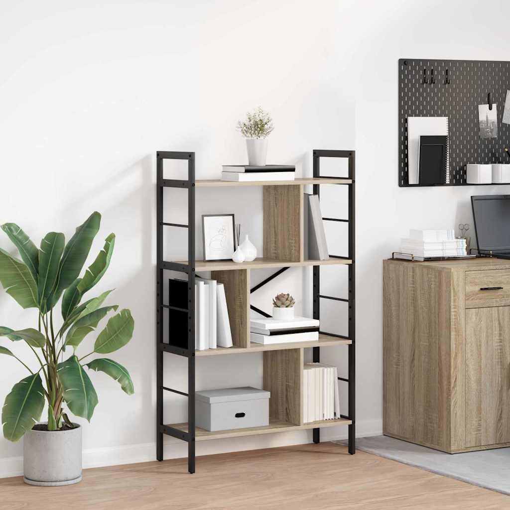 vidaXL Boekenkast Zwart Eiken 75 x 30 x 156 cm Bewerkt hout