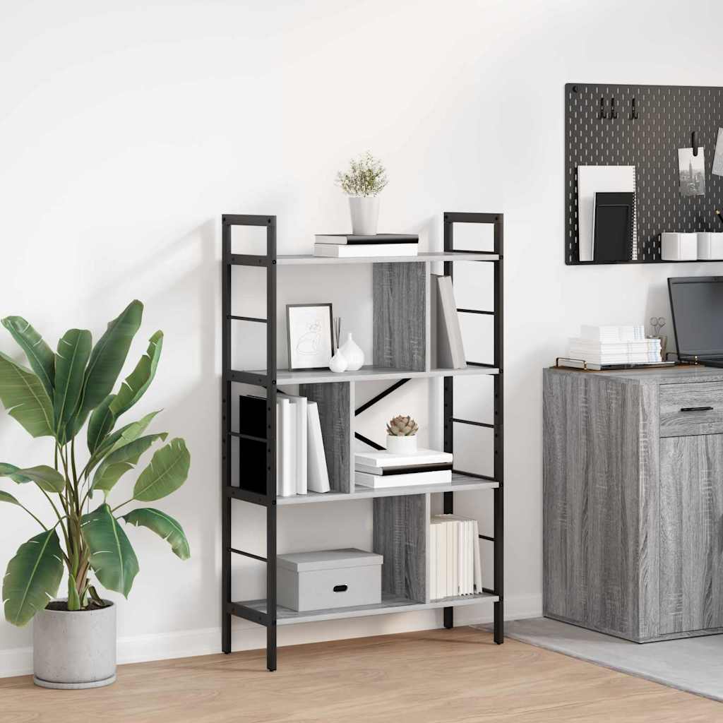 vidaXL Boekenkast Zwart Eiken 75 x 30 x 156 cm Bewerkt hout