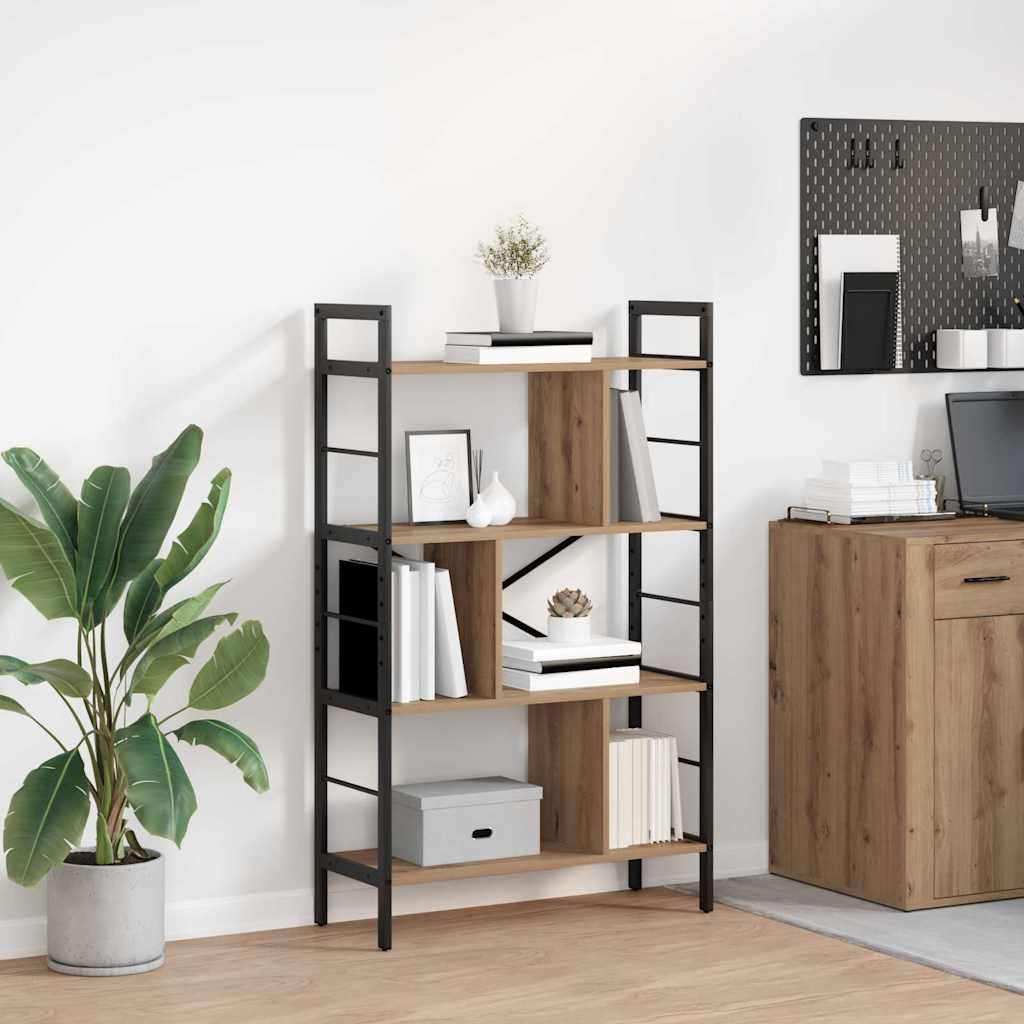 vidaXL Boekenkast Zwart Eiken 75 x 30 x 156 cm Bewerkt hout