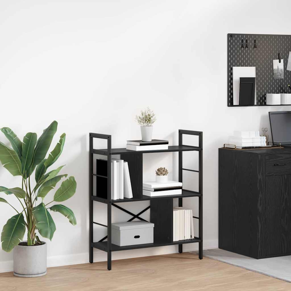 vidaXL Boekenkast Zwart Eiken 75 x 30 x 156 cm Bewerkt hout