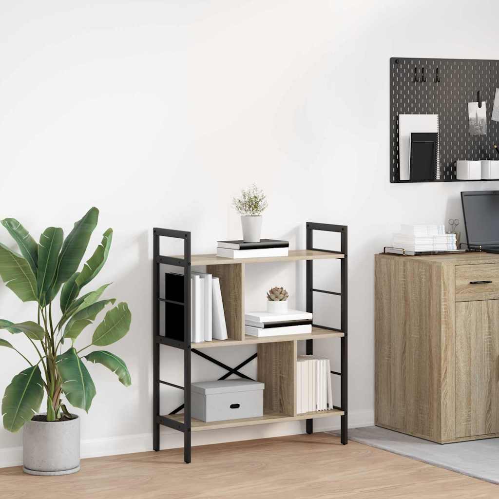 vidaXL Boekenkast Zwart Eiken 75 x 30 x 156 cm Bewerkt hout