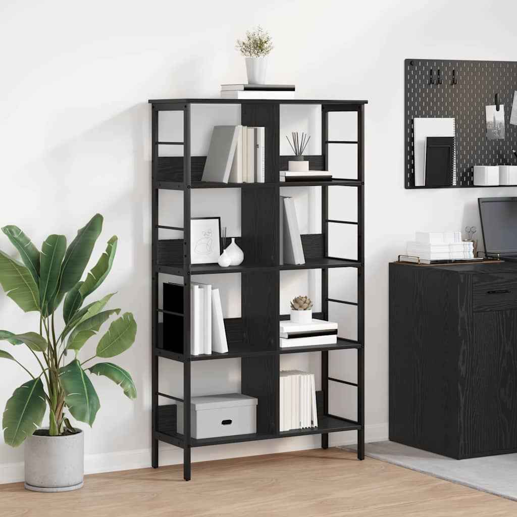 vidaXL Boekenkast Zwart Eiken 82 x 32 x 144,5 cm Bewerkt hout