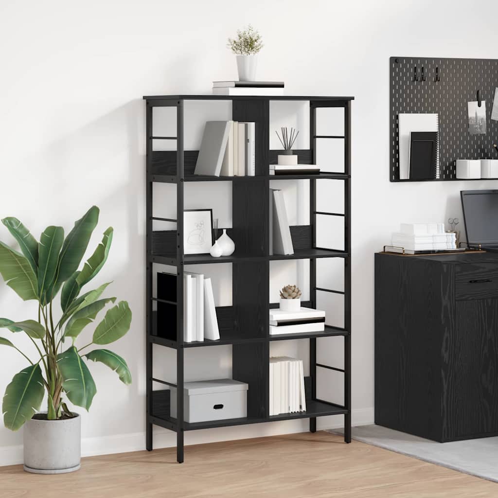 vidaXL Boekenkast Zwart Eiken 82 x 32 x 144,5 cm Bewerkt hout