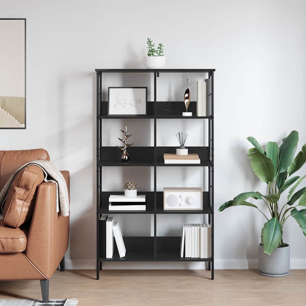 vidaXL Boekenkast Zwart Eiken 82 x 32 x 144,5 cm Bewerkt hout
