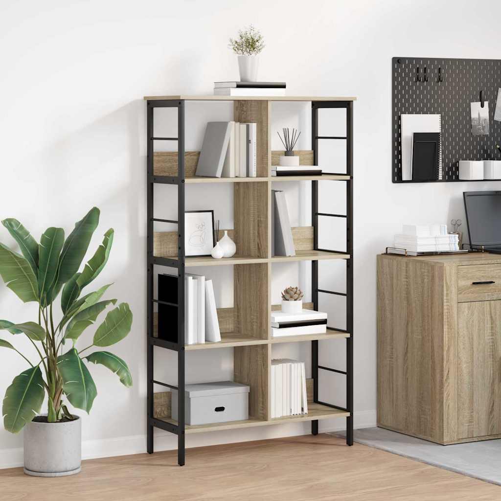 vidaXL Boekenkast Zwart Eiken 82 x 32 x 144,5 cm Bewerkt hout