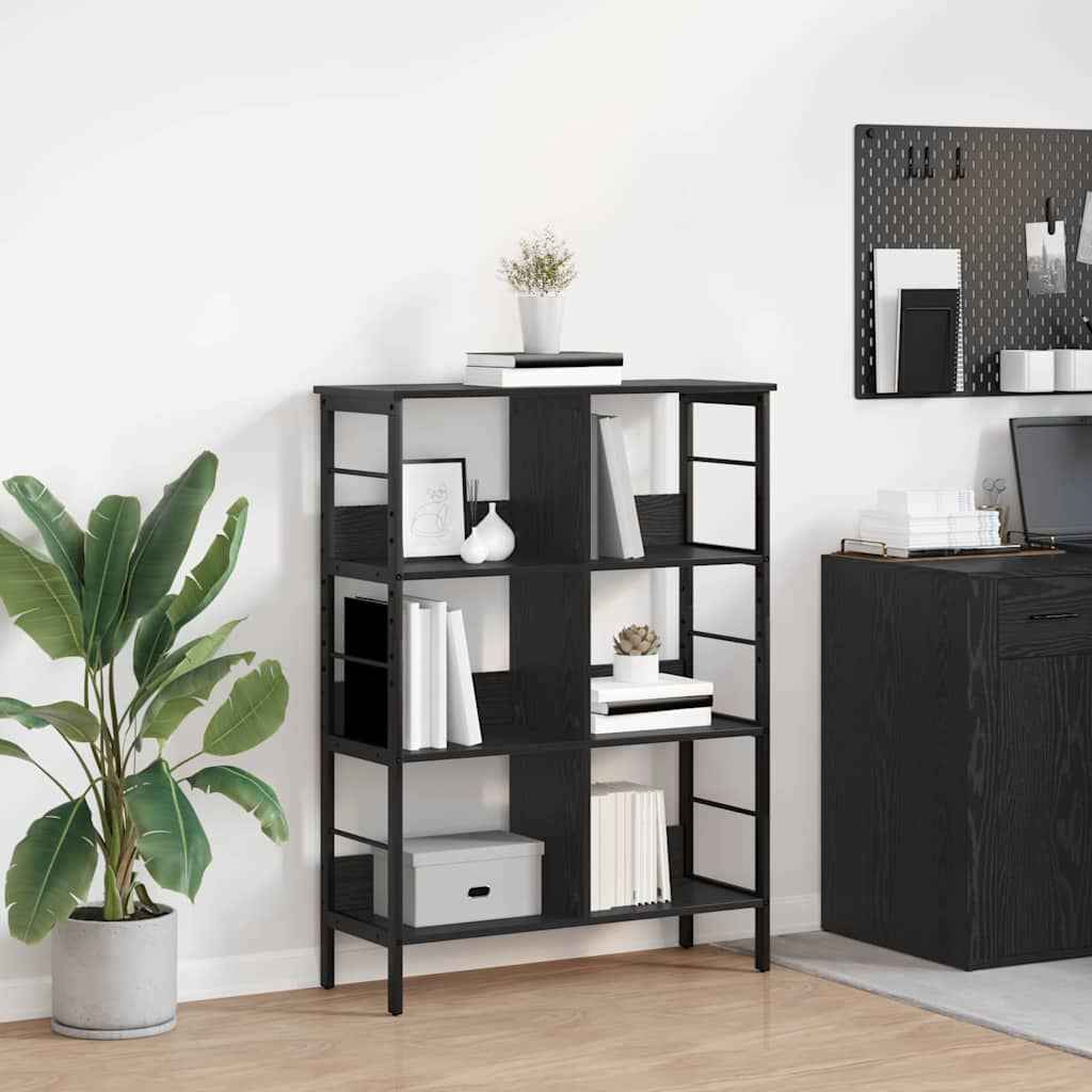 vidaXL Boekenkast Zwart Eiken 82 x 32 x 144,5 cm Bewerkt hout