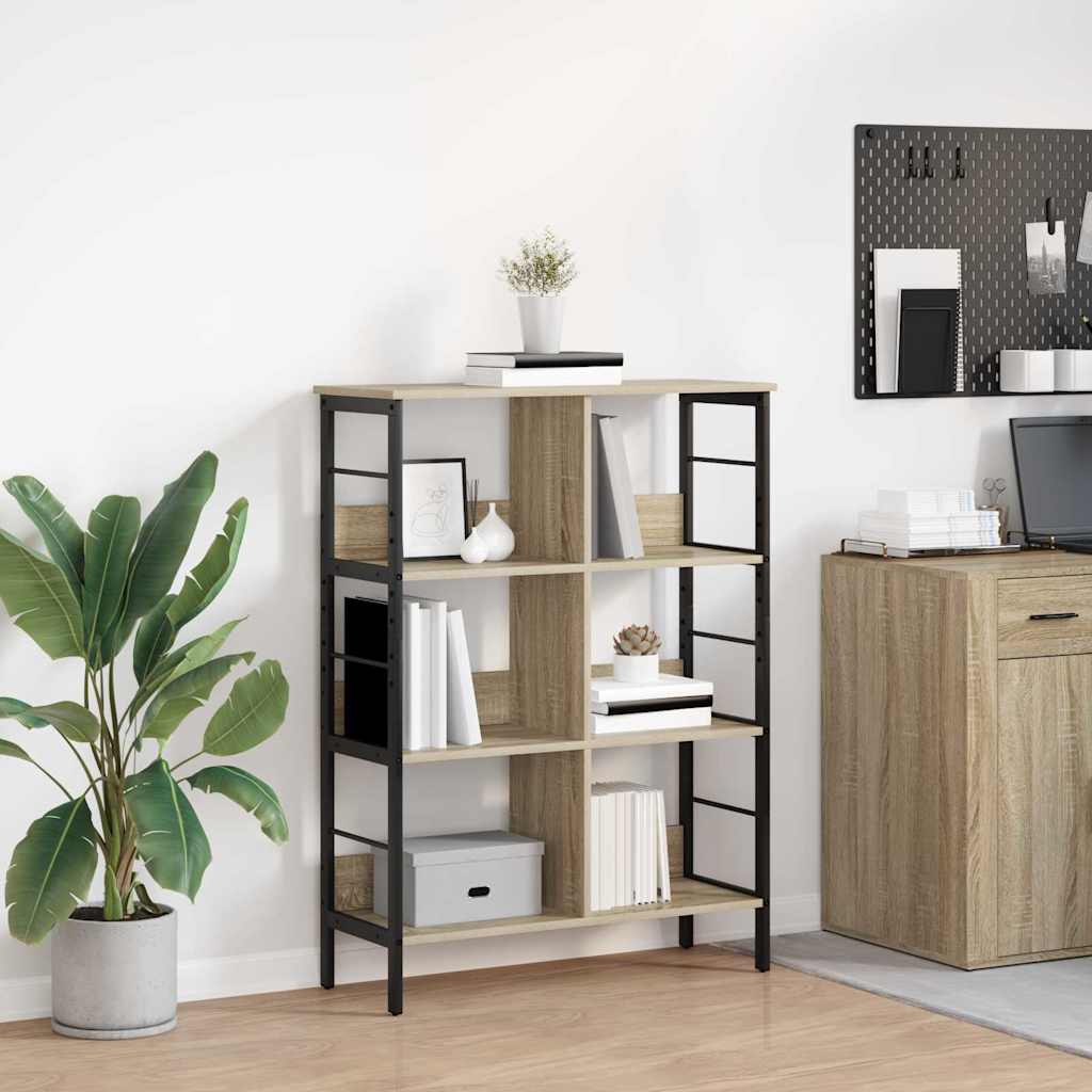 vidaXL Boekenkast Zwart Eiken 82 x 32 x 144,5 cm Bewerkt hout
