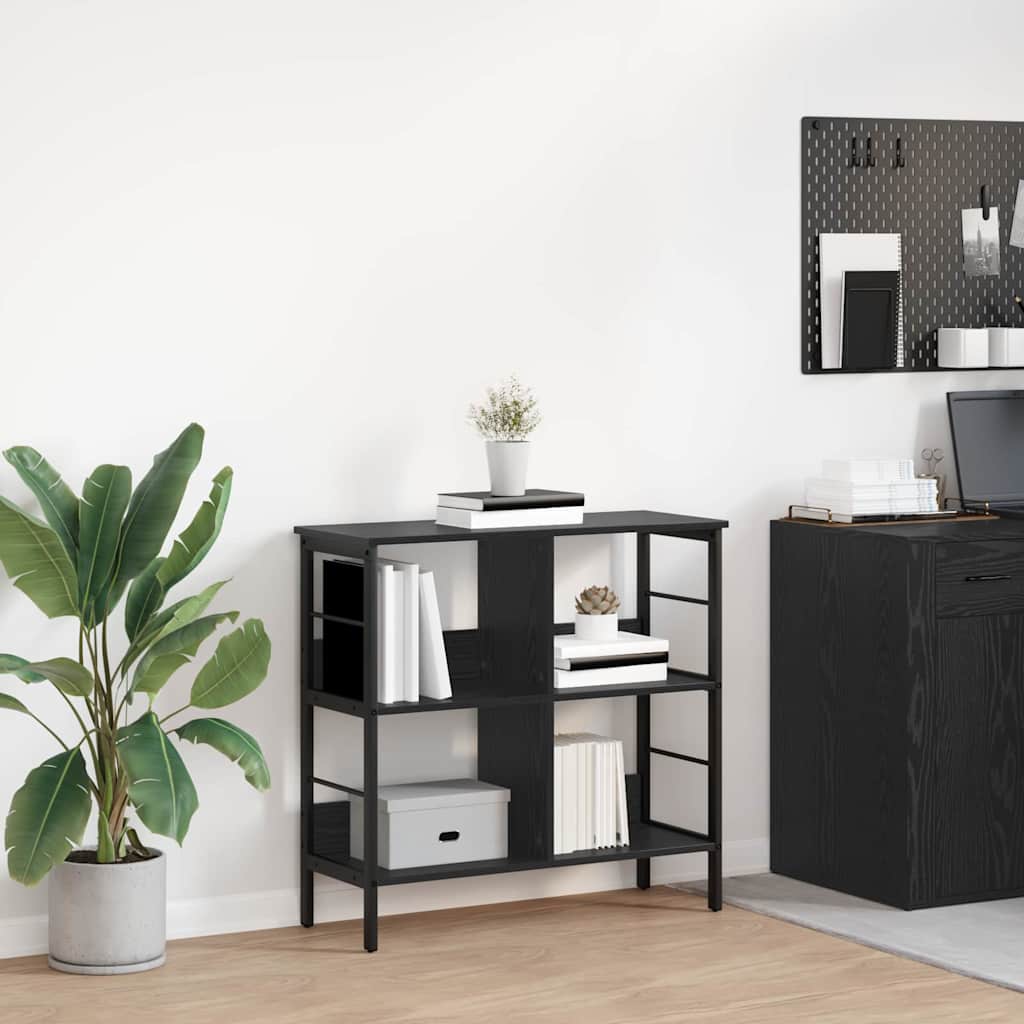 vidaXL Boekenkast Zwart Eiken 82 x 32 x 144,5 cm Bewerkt hout
