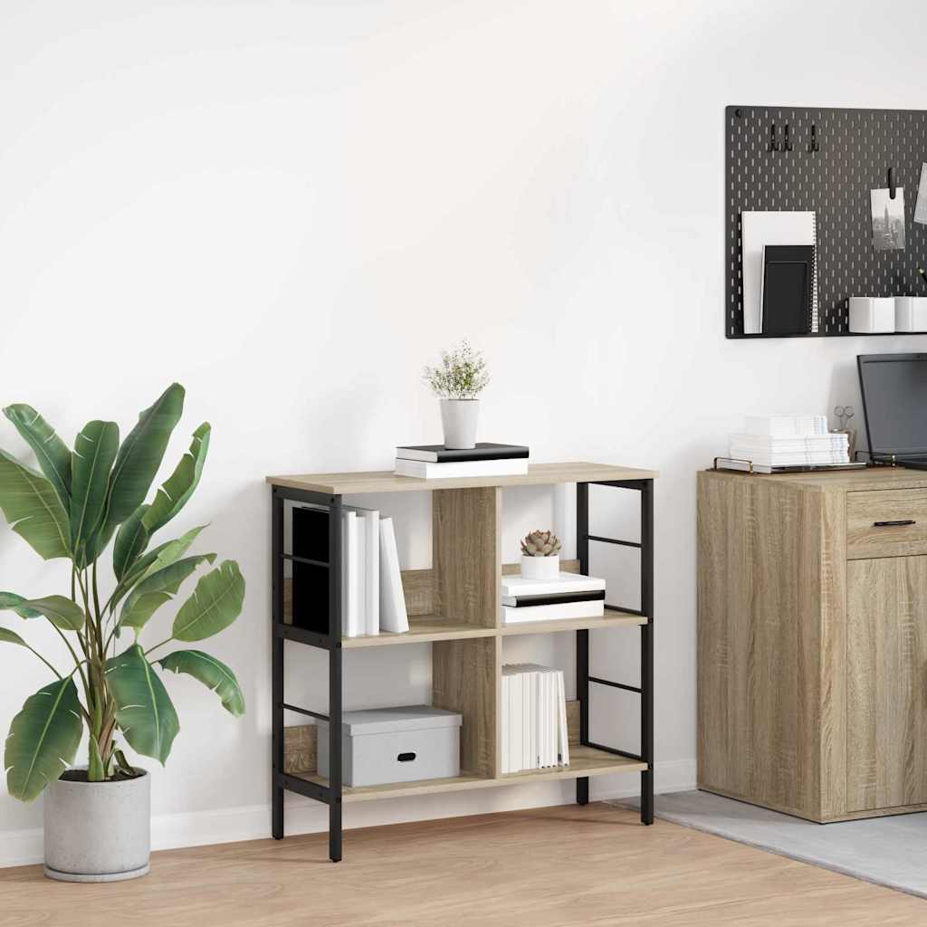 vidaXL Boekenkast Zwart Eiken 82 x 32 x 144,5 cm Bewerkt hout