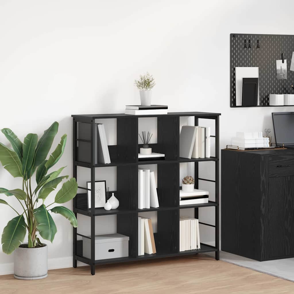 vidaXL Boekenkast Zwart Eiken 82 x 32 x 144,5 cm Bewerkt hout