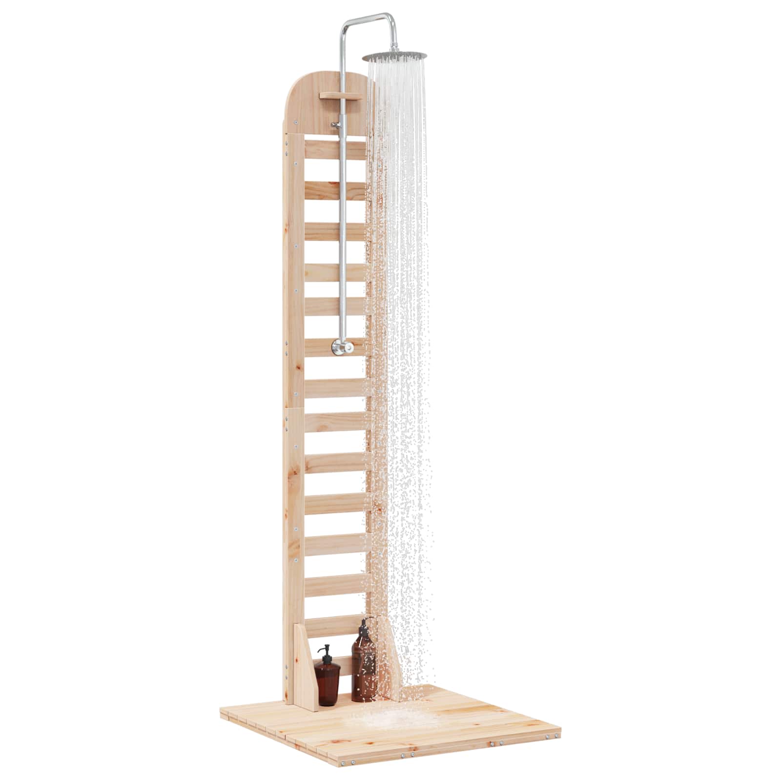 vidaXL Buitendouche 223 cm Massief grenenhout en roestvrij staal