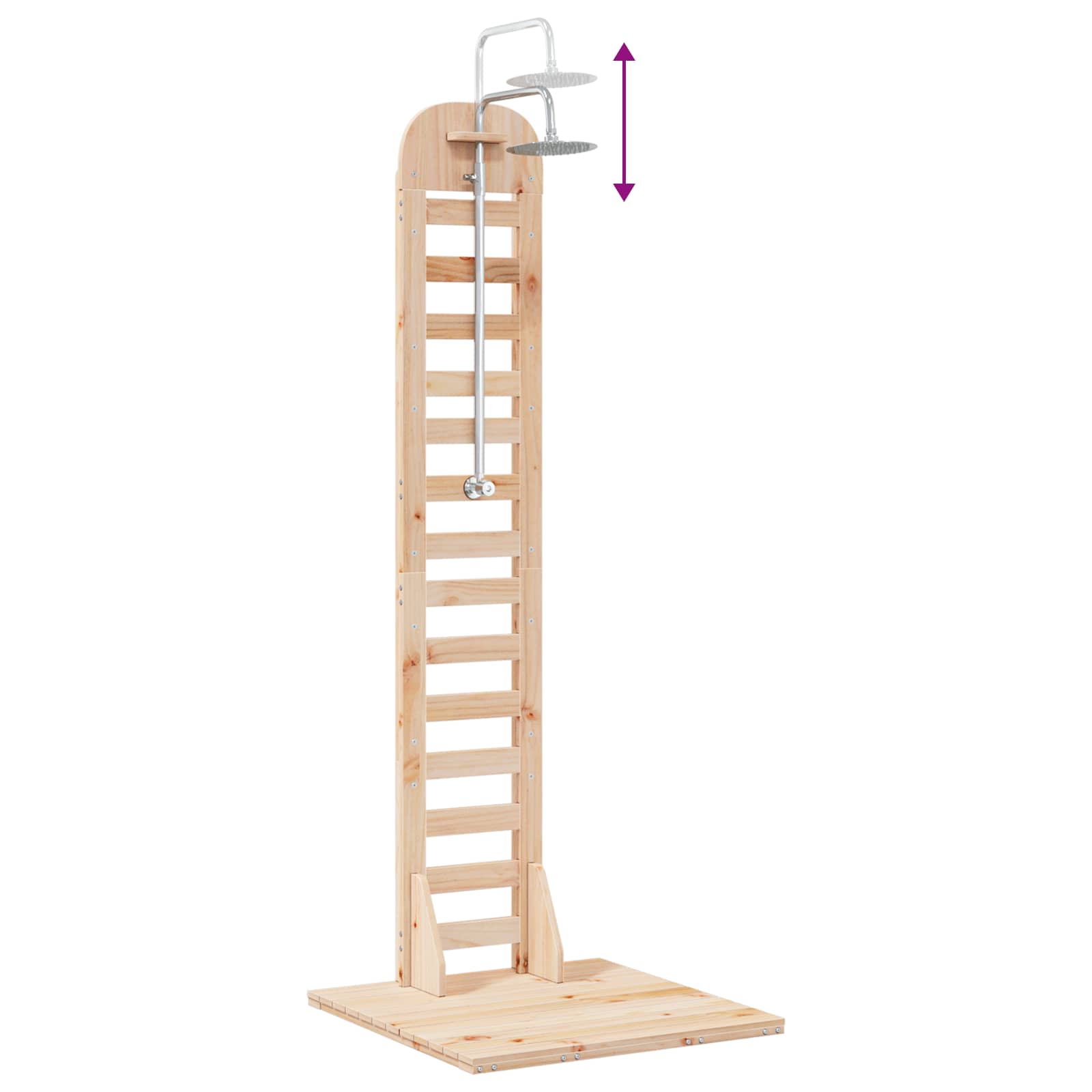 vidaXL Buitendouche 223 cm Massief grenenhout en roestvrij staal