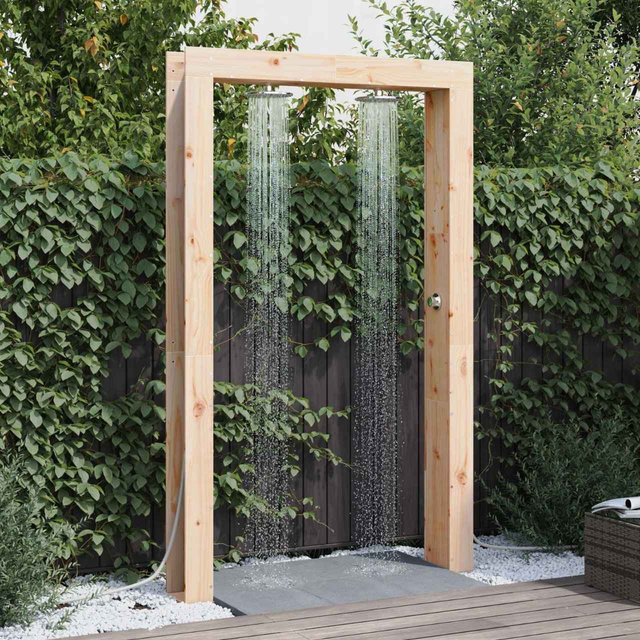 vidaXL Buitendouche Naturel 137 x 23 x 226 cm Massief grenenhout