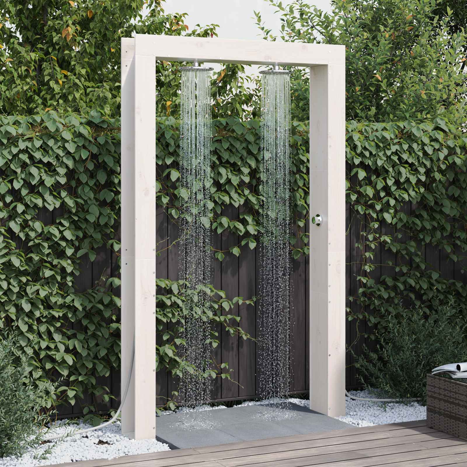 vidaXL Buitendouche Naturel 137 x 23 x 226 cm Massief grenenhout