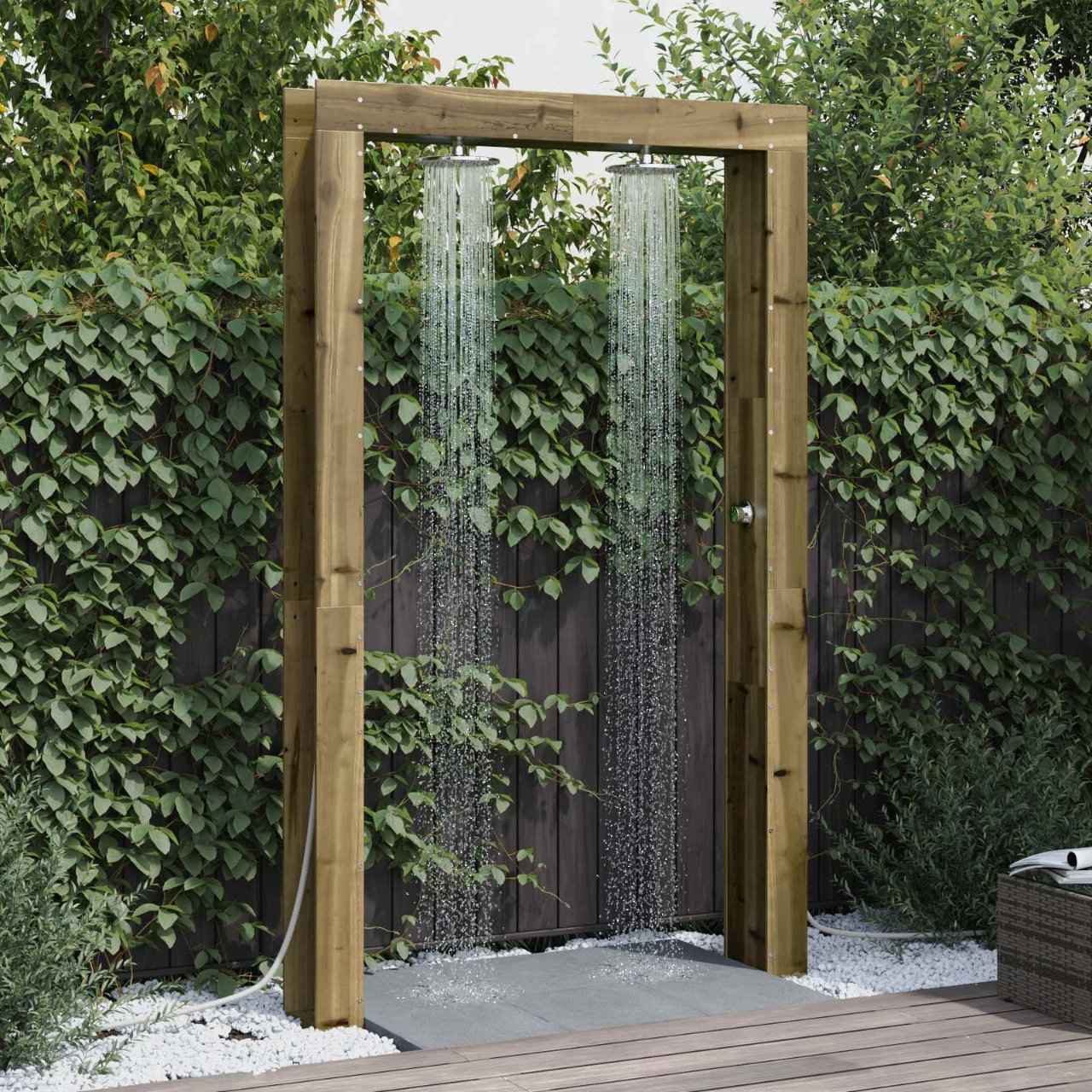 vidaXL Buitendouche Naturel 137 x 23 x 226 cm Massief grenenhout