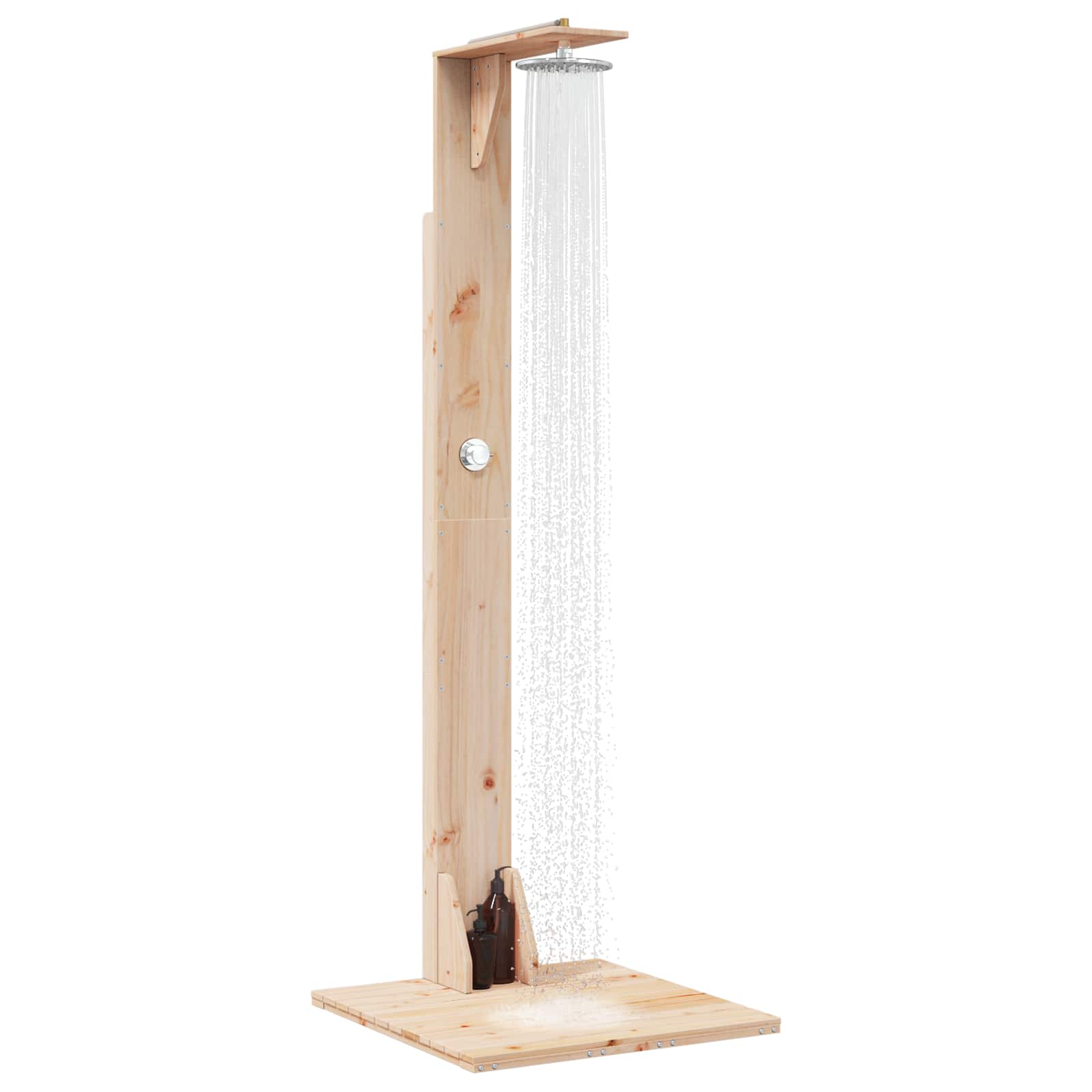 vidaXL Buitendouche 214,5 cm Massief grenenhout en roestvrij staal