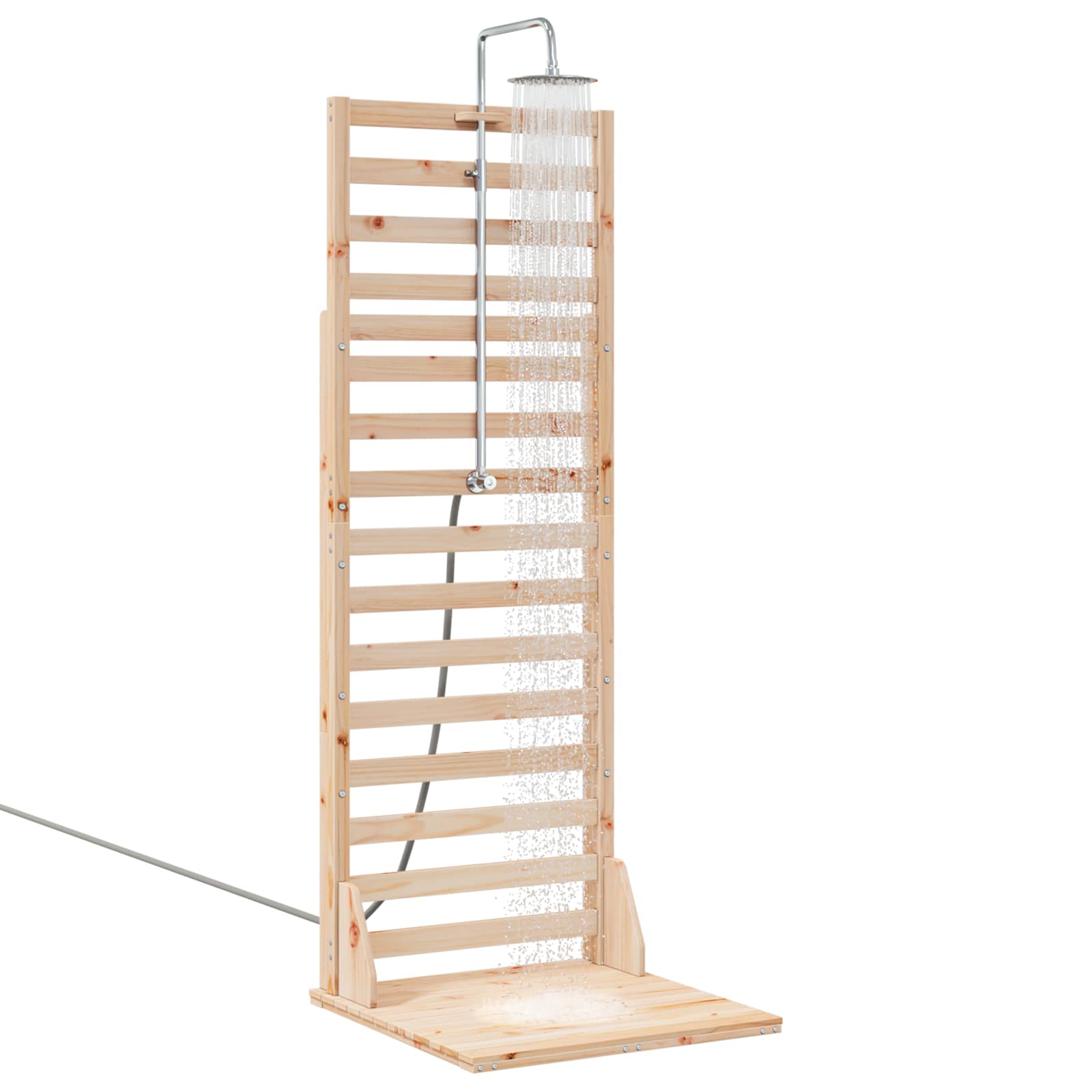 vidaXL Buitendouche 225 cm Massief grenenhout en roestvrij staal