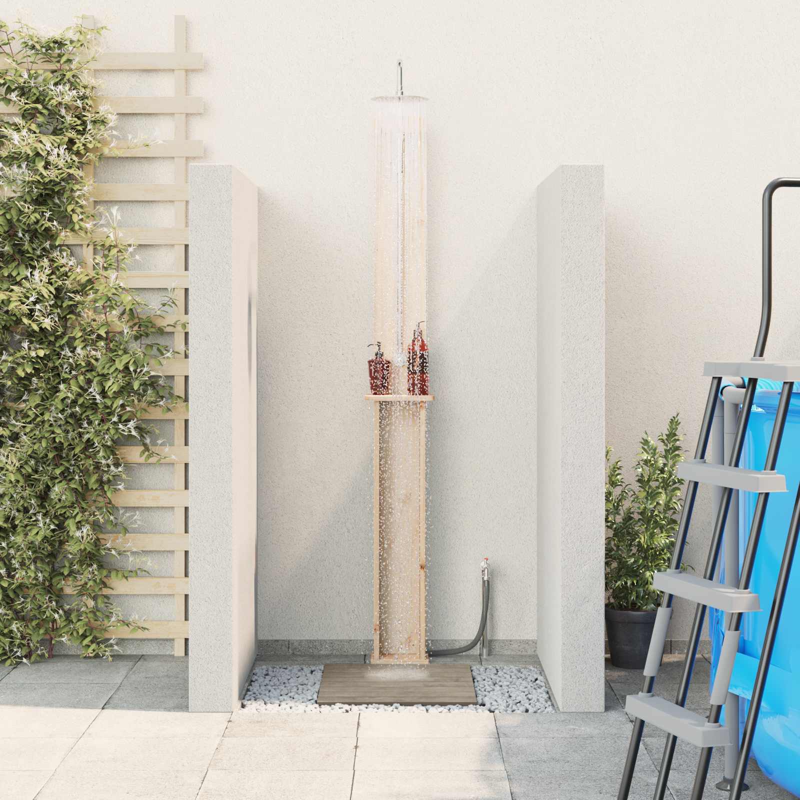 vidaXL Buitendouche Naturel 24 x 19 x 246 cm Massief grenenhout