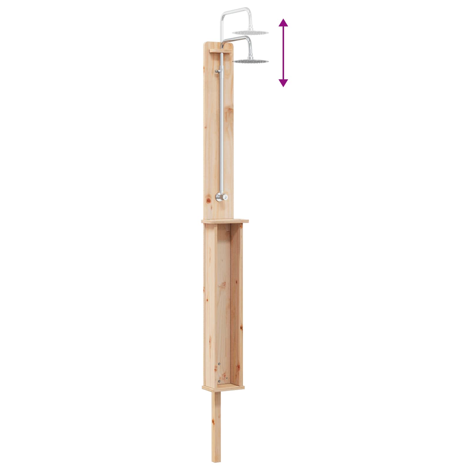 vidaXL Buitendouche Naturel 24 x 19 x 246 cm Massief grenenhout