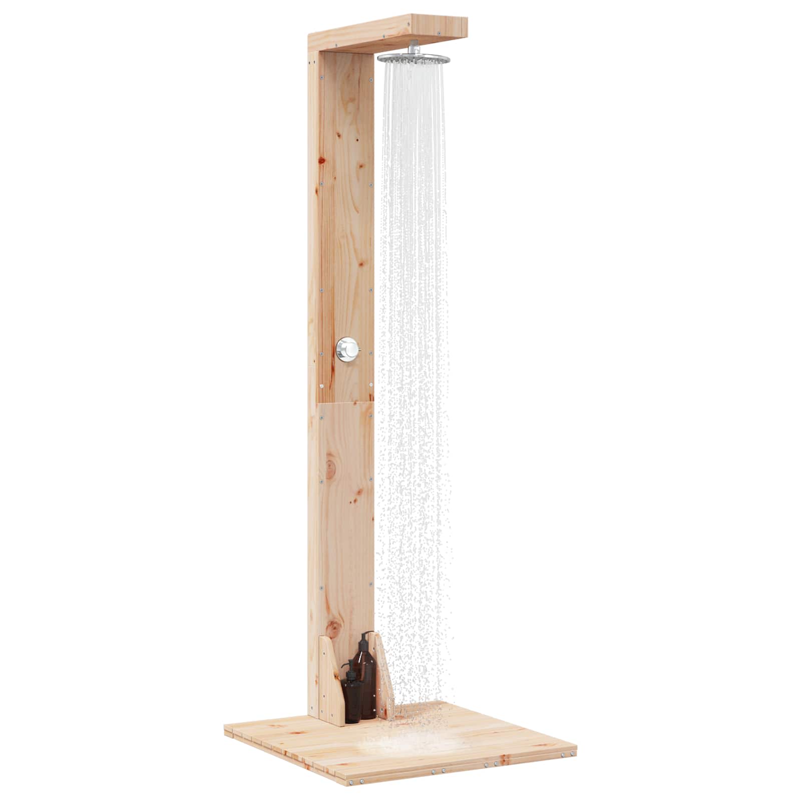 vidaXL Buitendouche 210 cm Massief grenenhout en roestvrij staal