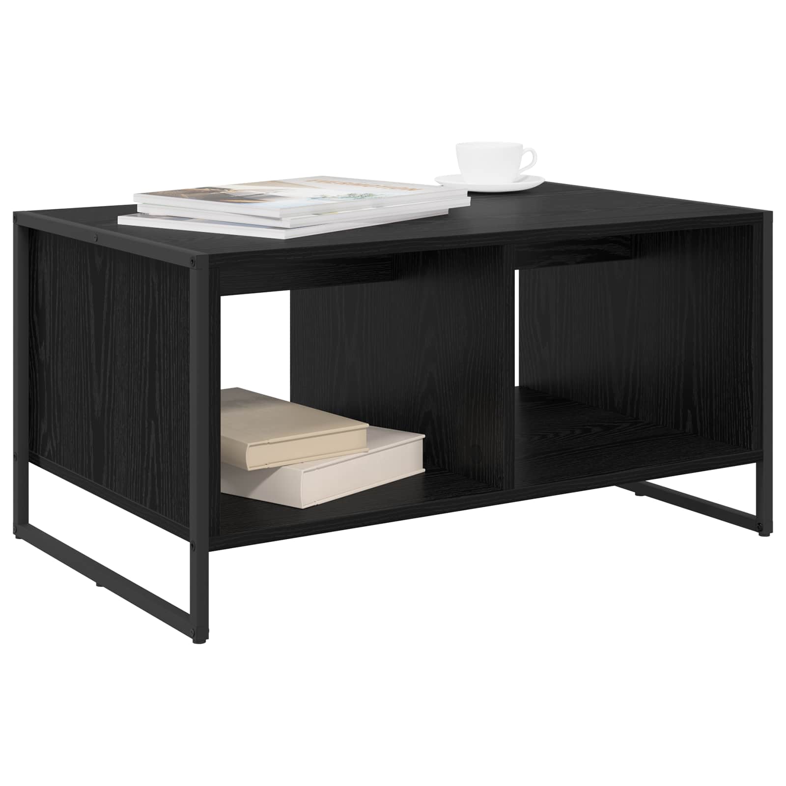 vidaXL Salontafel Zwart Eiken 80 x 50 x 40 cm Bewerkt hout