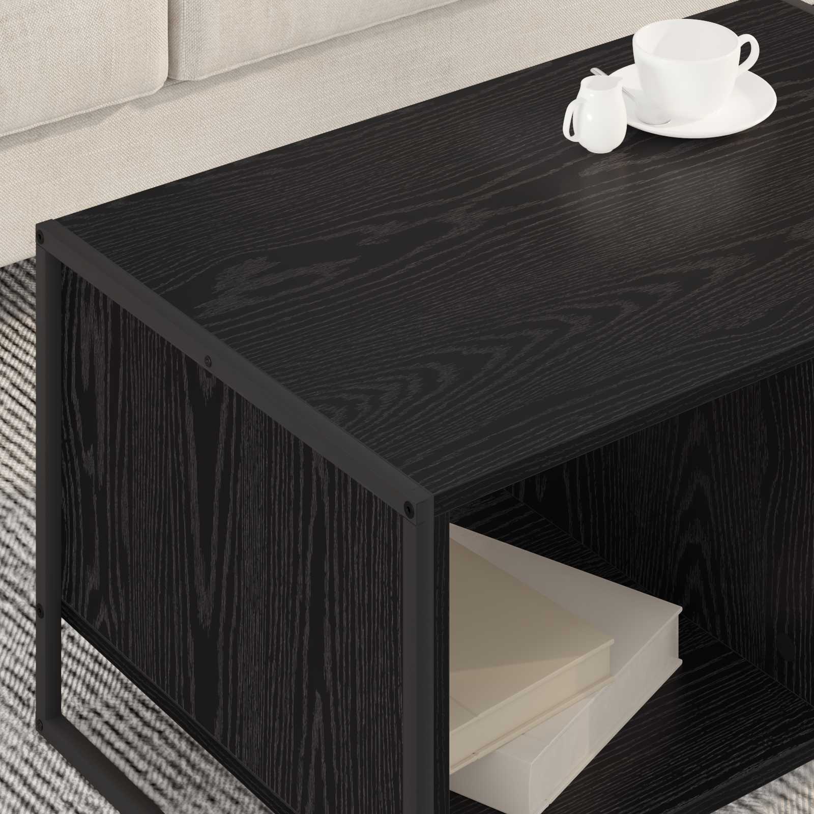 vidaXL Salontafel Zwart Eiken 80 x 50 x 40 cm Bewerkt hout
