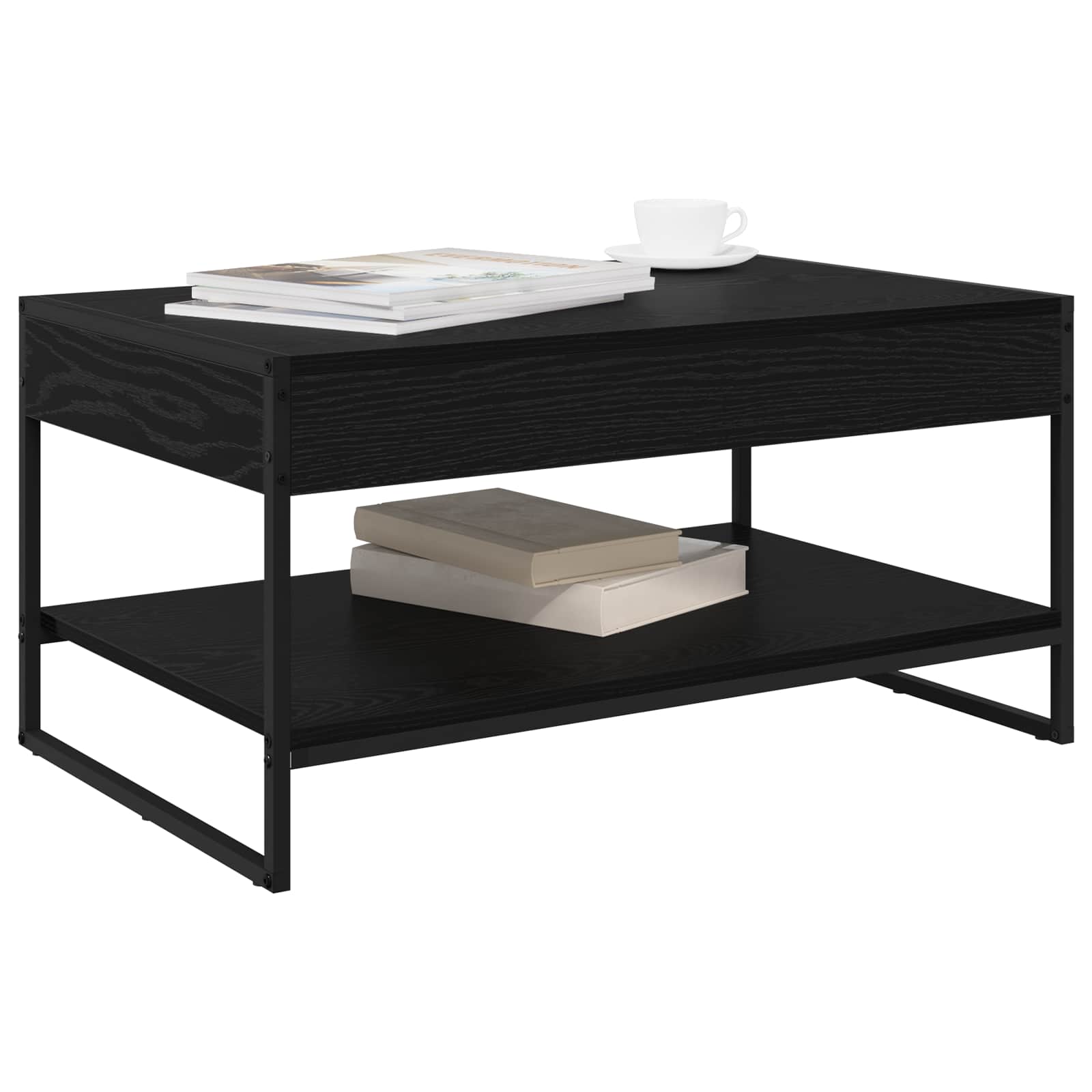 vidaXL Salontafel Zwart Eiken 80 x 50 x 40 cm Bewerkt hout