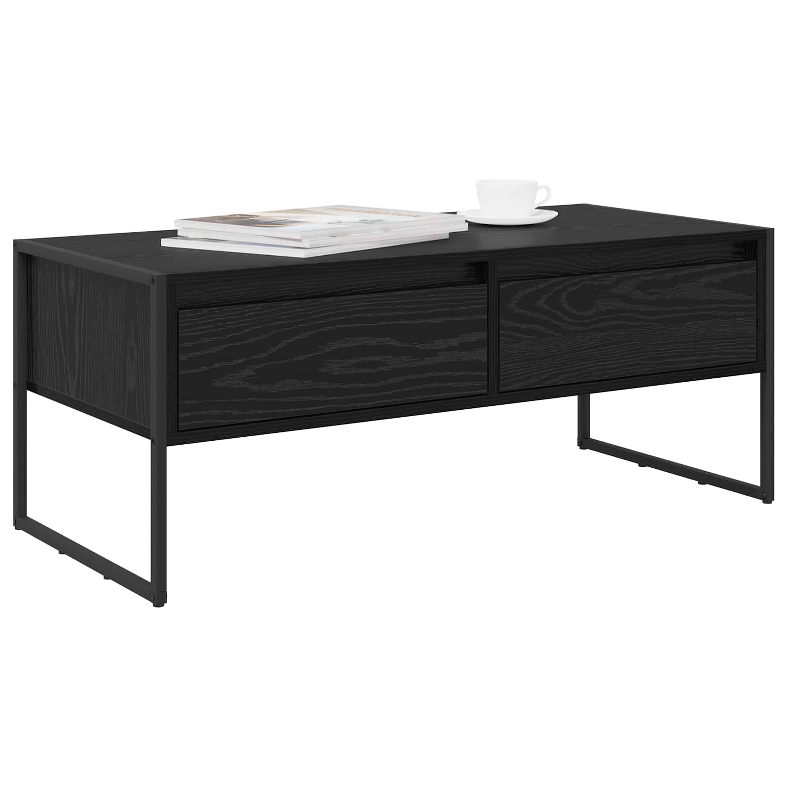 vidaXL Salontafel met lade Zwart Eiken 100 x 46 x 40 cm Bewerkt hout