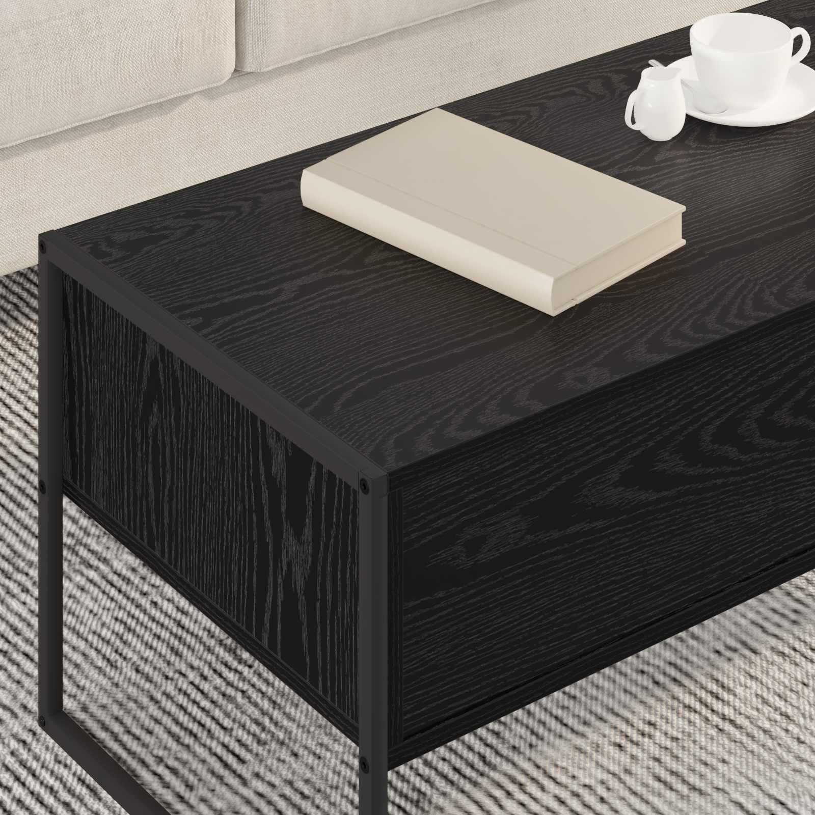 vidaXL Salontafel met lade Zwart Eiken 100 x 46 x 40 cm Bewerkt hout