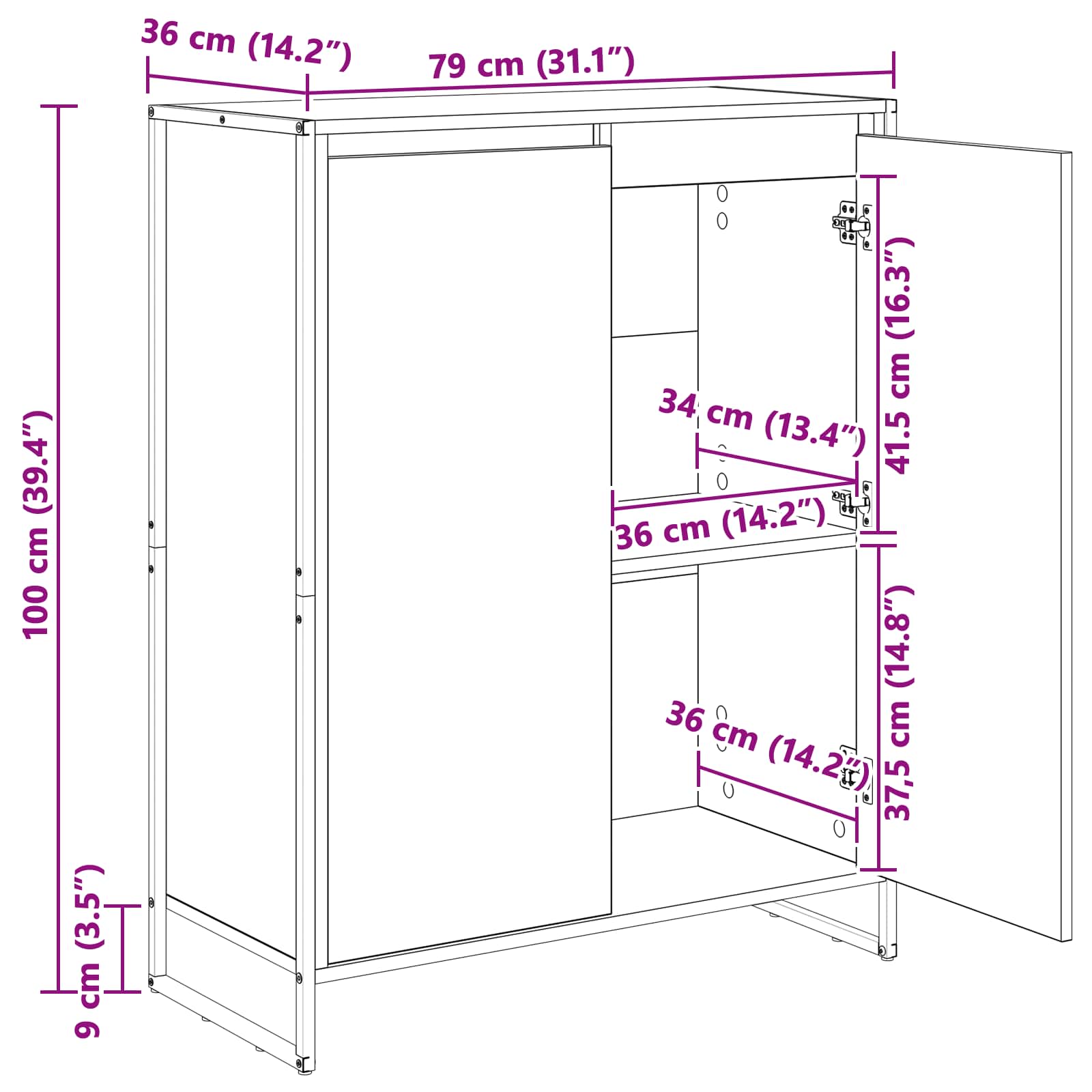 vidaXL Schoenenkast Zwart Eiken 79 x 36 x 100 cm Bewerkt hout
