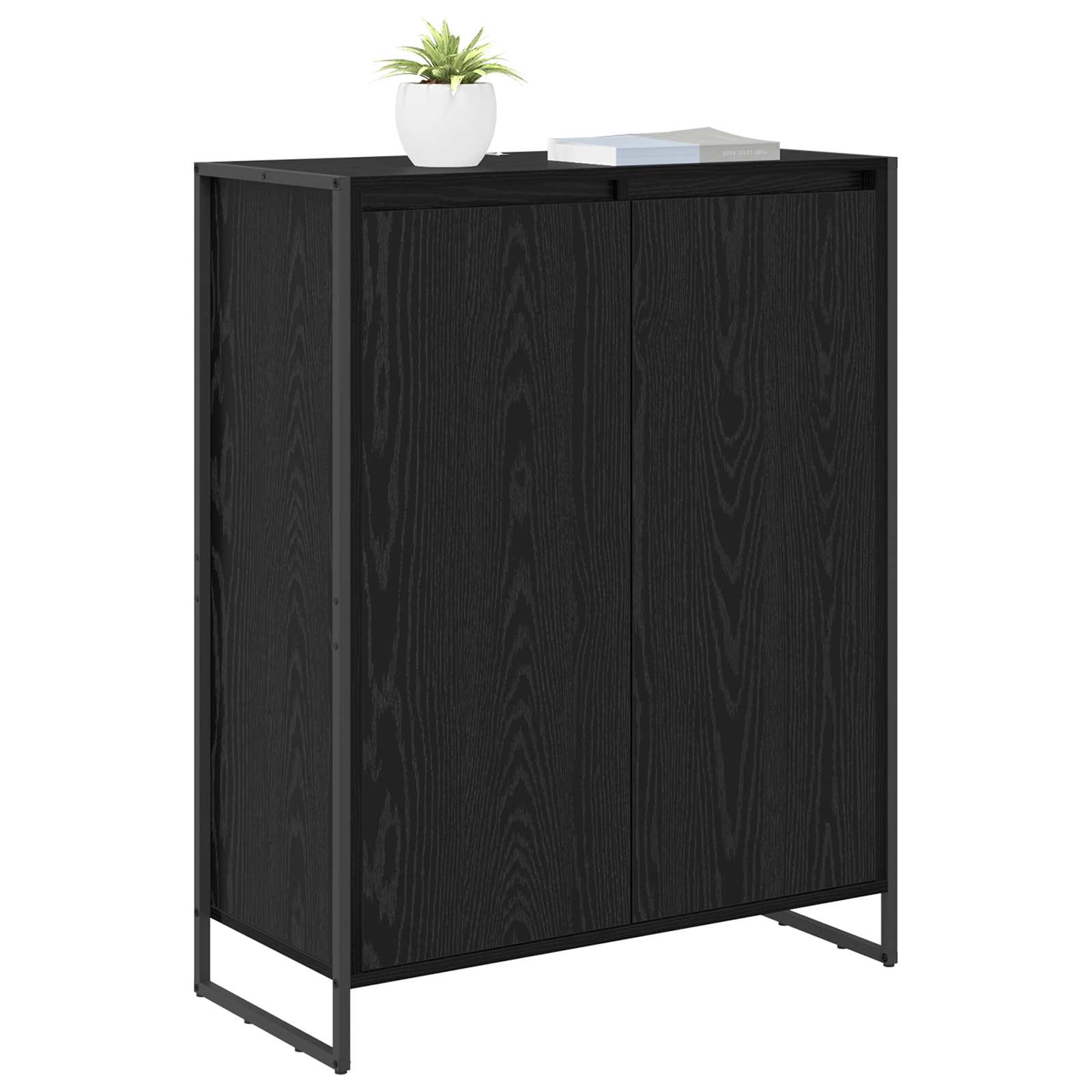 vidaXL Schoenenkast Zwart Eiken 79 x 36 x 100 cm Bewerkt hout