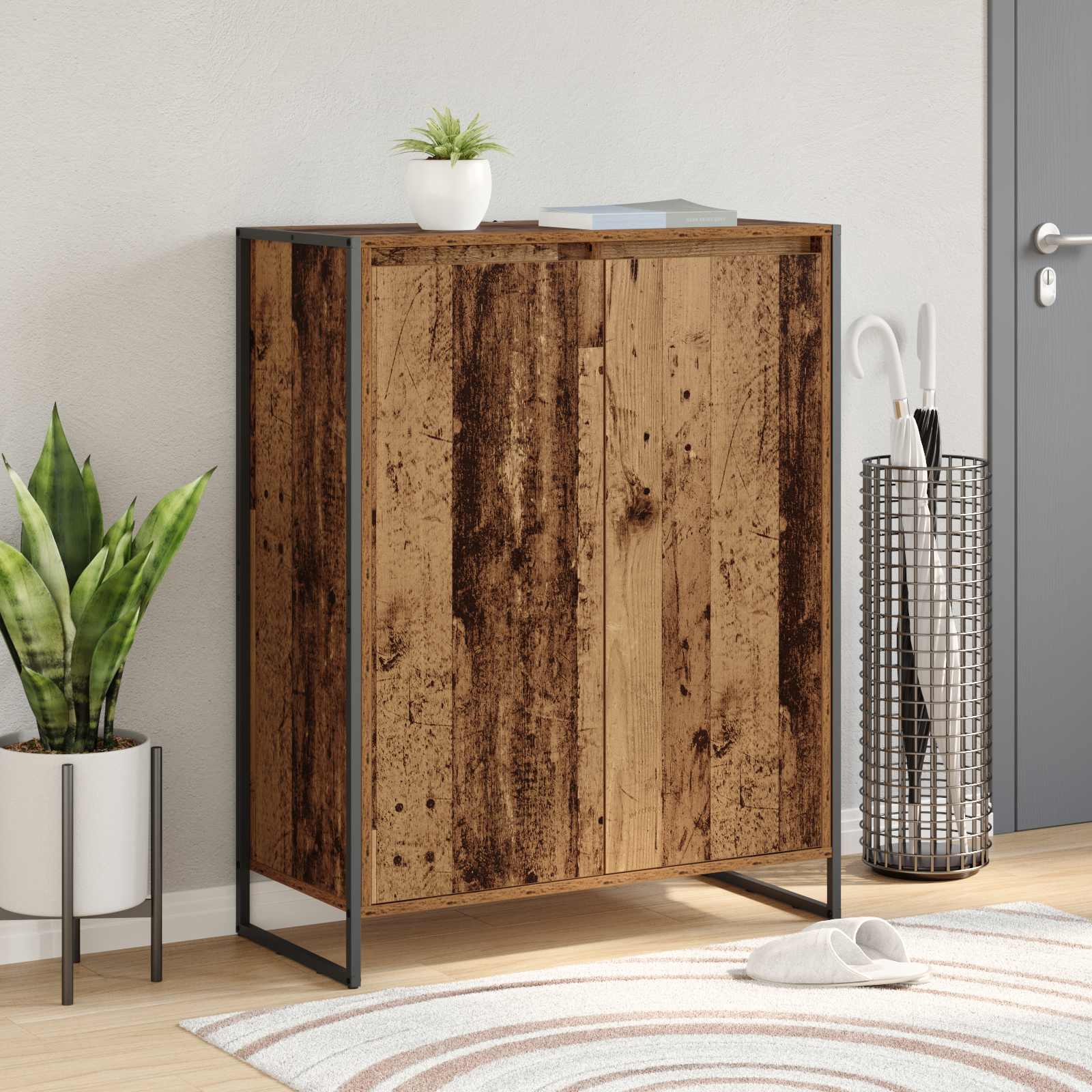 vidaXL Schoenenkast Zwart Eiken 79 x 36 x 100 cm Bewerkt hout