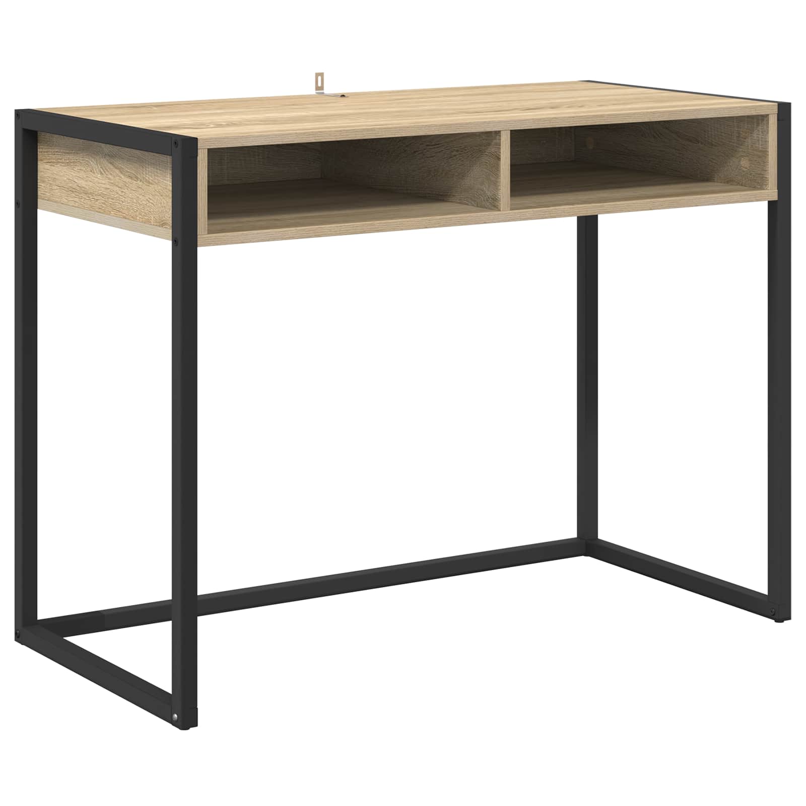 vidaXL Bureau met opslag Zwart Eiken 100 x 50 x 75 cm Bewerkt hout