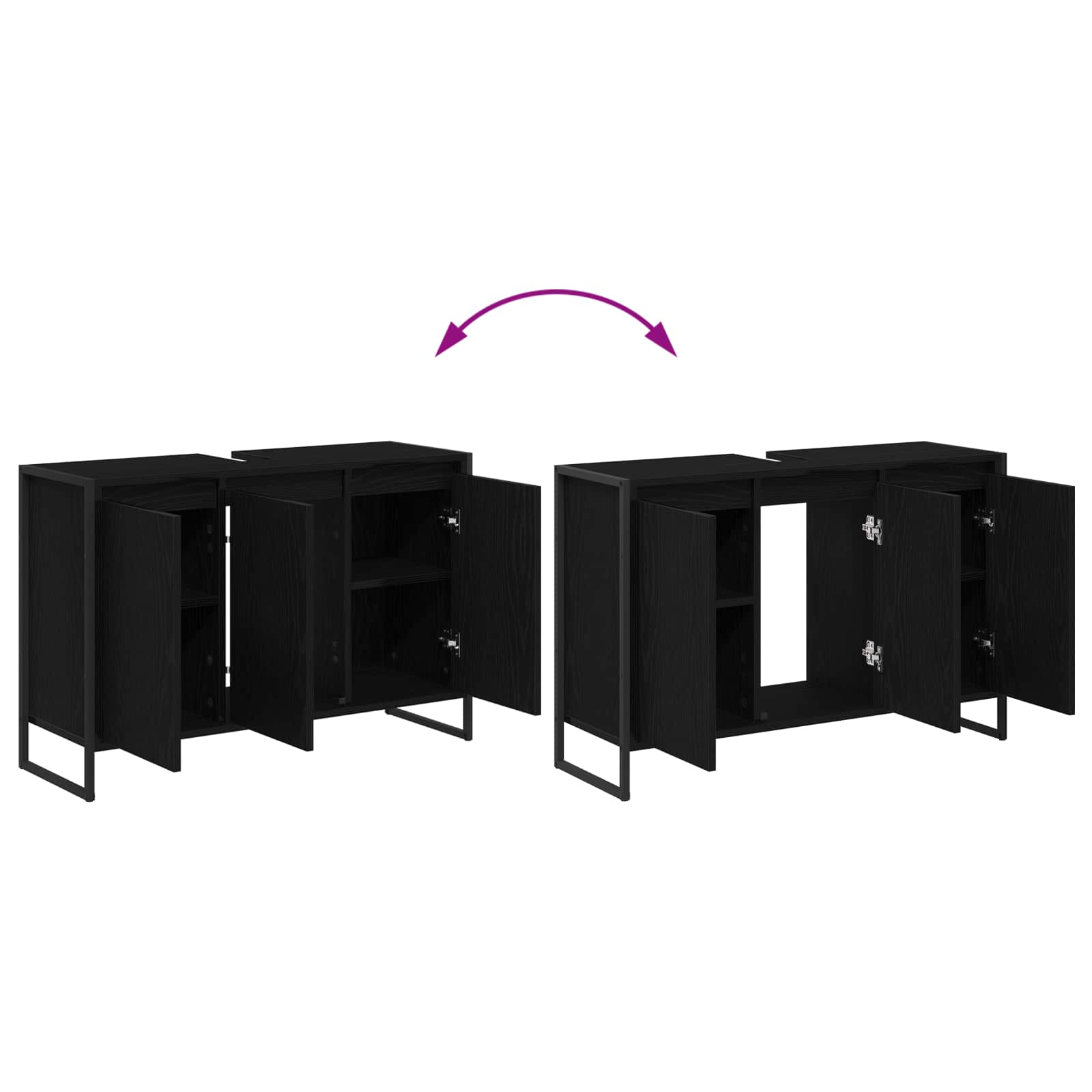 vidaXL Badkamer Kast Zwart Eiken 90 x 30 x 60 cm Bewerkt hout