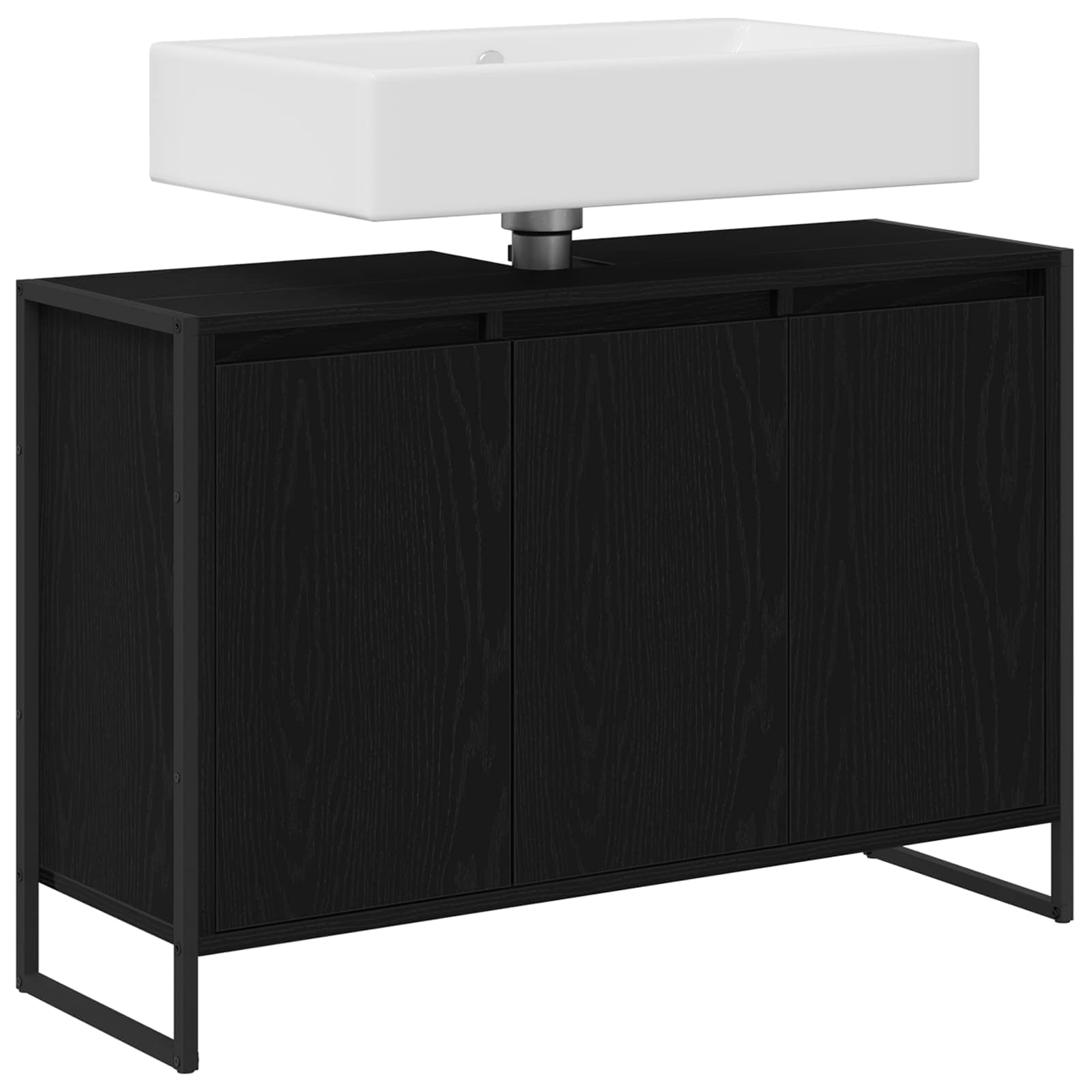vidaXL Badkamer Kast Zwart Eiken 90 x 30 x 60 cm Bewerkt hout
