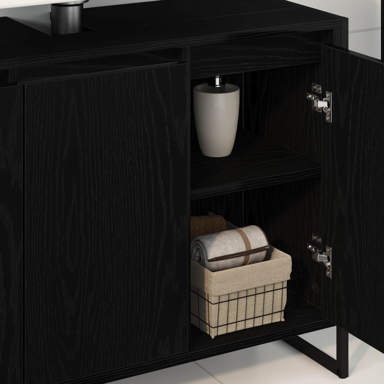 vidaXL Badkamer Kast Zwart Eiken 90 x 30 x 60 cm Bewerkt hout