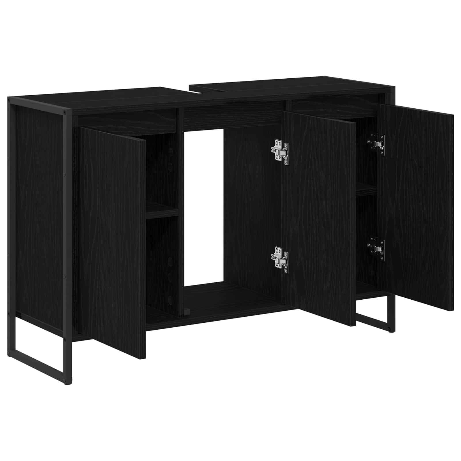 vidaXL Badkamer Kast Zwart Eiken 90 x 30 x 60 cm Bewerkt hout