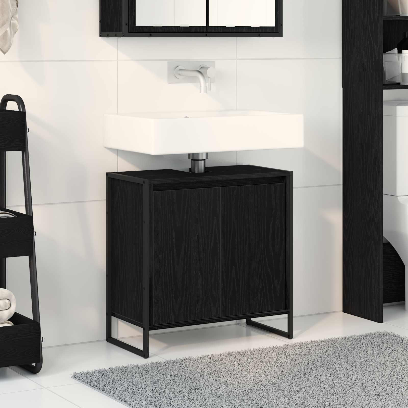 vidaXL Badkamer Kast Zwart Eiken 90 x 30 x 60 cm Bewerkt hout